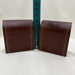 Vintage Burgundy Red Bookends Leather With Embossed Gold